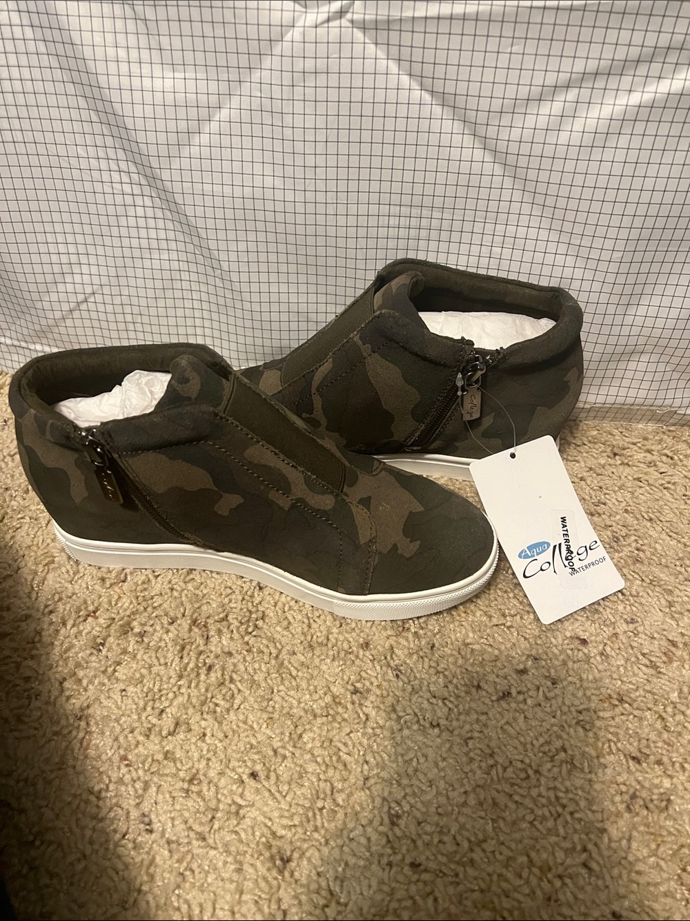 Women’s Camouflage Slip-On Wedge Sneakers - Olive Green